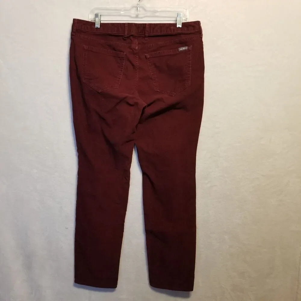 Eddie Bauer 14 Pants Corduroy Boyfriend Slim Fit Burgundy Academia Grunge Gothic